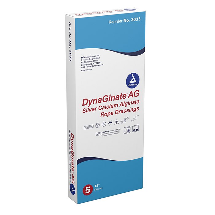 DynaGinate DynaGinate AG - Silver Calcium Alginate Rope Dressing, 1/4" x 12", 10/5/cs