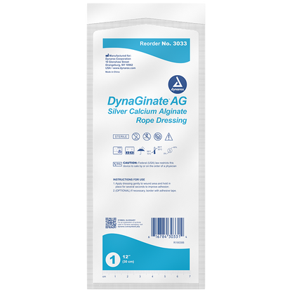 DynaGinate DynaGinate AG - Silver Calcium Alginate Rope Dressing, 1/4" x 12", 10/5/cs