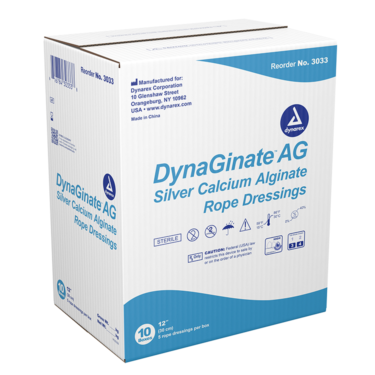 DynaGinate DynaGinate AG - Silver Calcium Alginate Rope Dressing, 1/4" x 12", 10/5/cs