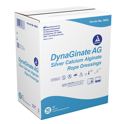 DynaGinate DynaGinate AG - Silver Calcium Alginate Rope Dressing, 1/4" x 12", 10/5/cs