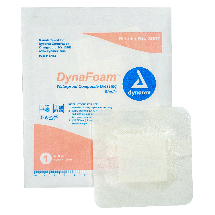 Dynarex DynaFoam - Waterproof Bordered Foam  10ea/bx, 12bxs/cs (1200 Count)