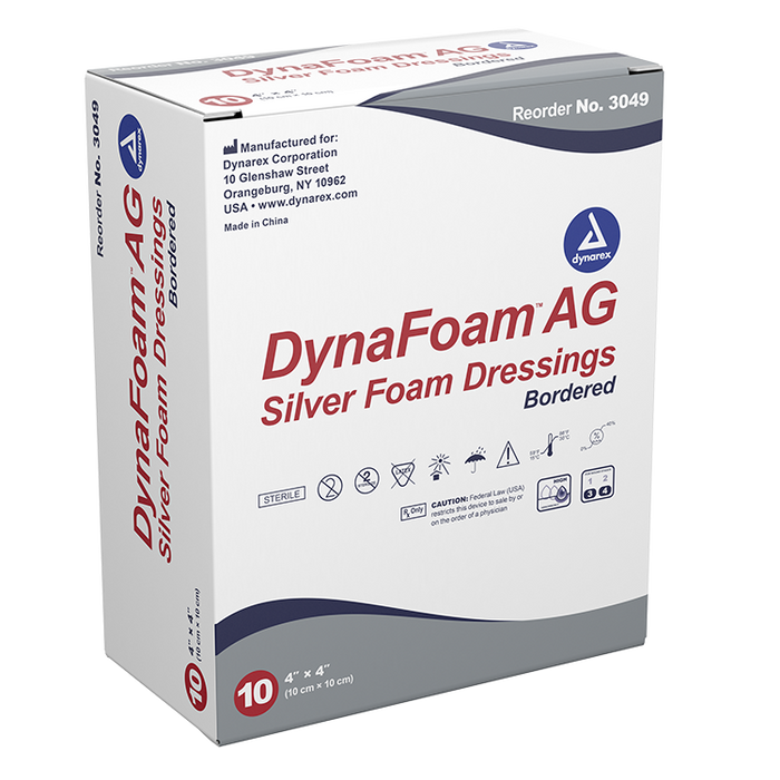 Dynarex DynaFoam AG - Bordered Silver Foam, 4" x 4", 10/10/cs