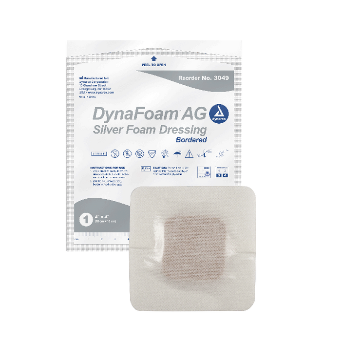 Dynarex DynaFoam AG - Bordered Silver Foam, 4" x 4", 10/10/cs