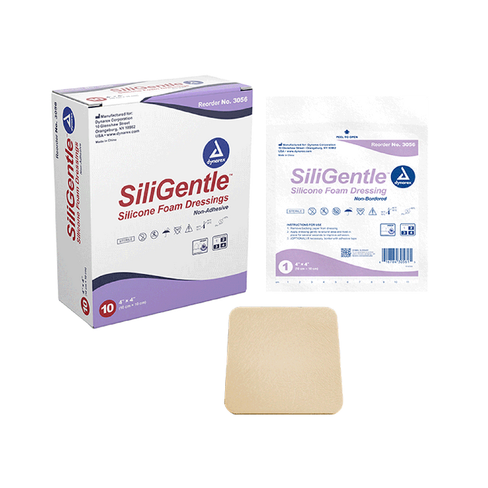 Dynarex SiliGentle - Non-Adhesive Silicone Foam Dressing, 10ea/bx, 12bxs/cs (120 Count)