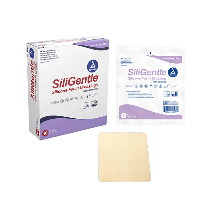 Dynarex SiliGentle - Non-Adhesive Silicone Foam Dressing, 10ea/bx, 12bxs/cs (120 Count)