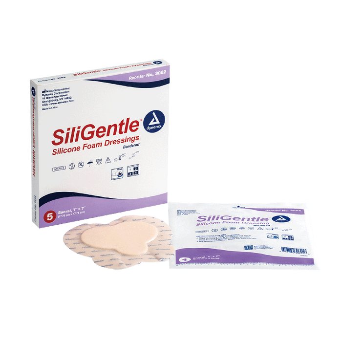 Dynarex SiliGentle - Silicone Bordered Foam Dressing, Heel - 5ea/bx, 12bxs/cs (60 Count)