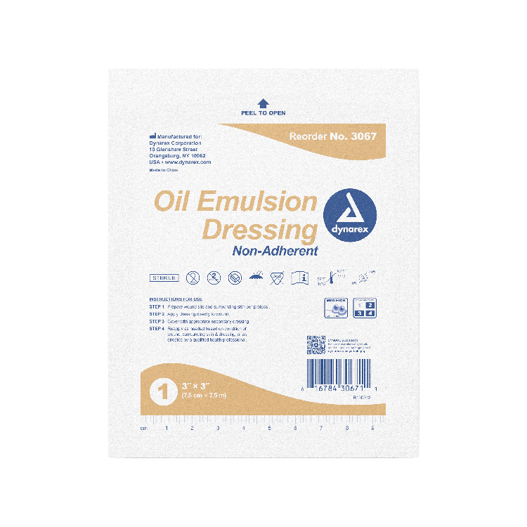 Dynarex Oil Emulsion Dressing, 3" x 3", 4/50/cs