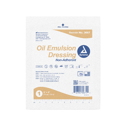 Dynarex Oil Emulsion Dressing, 3" x 3", 4/50/cs