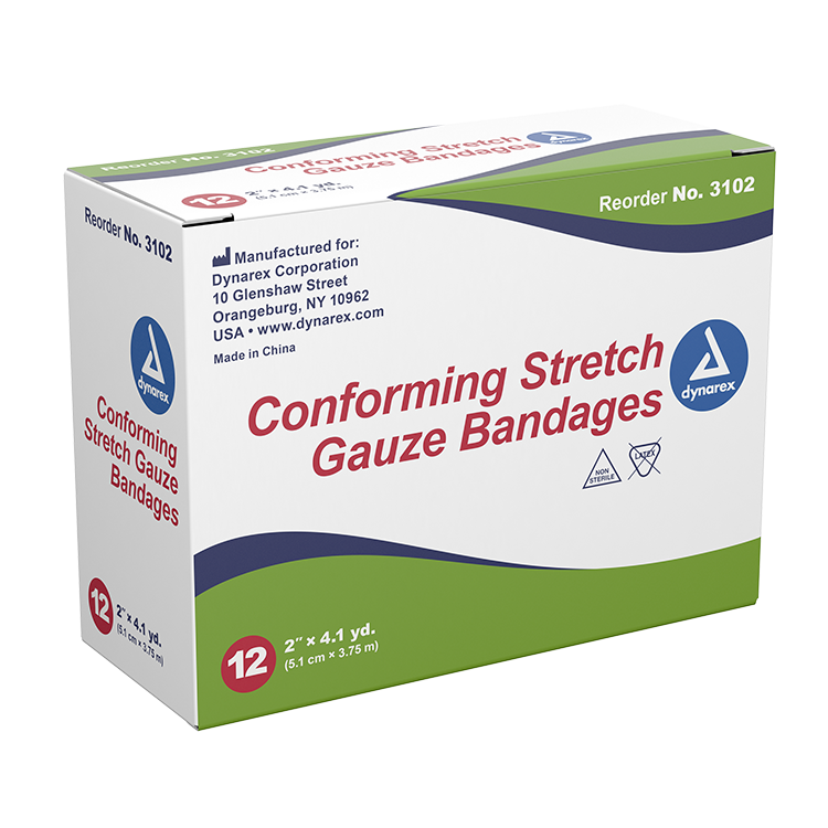 Dynarex Stretch Gauze Bandage Roll, 2", 8/12/cs