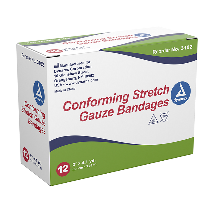 Dynarex Stretch Gauze Bandage Roll, 2", 8/12/cs