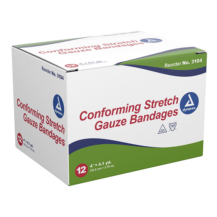 Dynarex Stretch Gauze Bandage Roll, 4", 8/12/cs