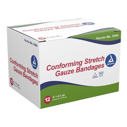 Dynarex Stretch Gauze Bandage Roll, 4", 8/12/cs