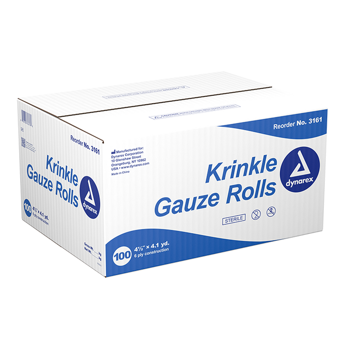 Dynarex Krinkle Gauze Roll - Sterile, 4.5" x 4.1 yd, 100/cs