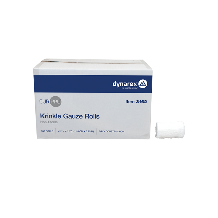 Dynarex Krinkle Gauze Roll, 4.5" x 4.1 yd - 100/cs (100 Count)