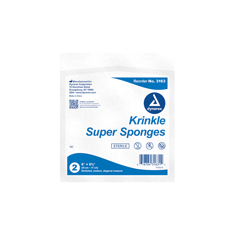 Dynarex Krinkle Super Sponges, 6" x 6.75", 12/20/cs