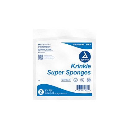 Dynarex Krinkle Super Sponges, 6" x 6.75", 12/20/cs