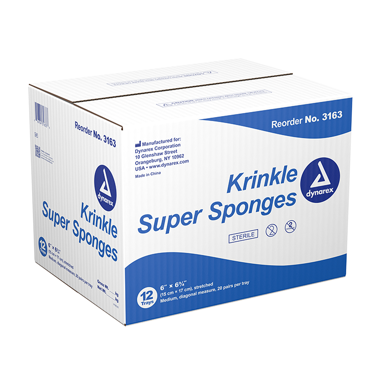 Dynarex Krinkle Super Sponges, 6" x 6.75", 12/20/cs