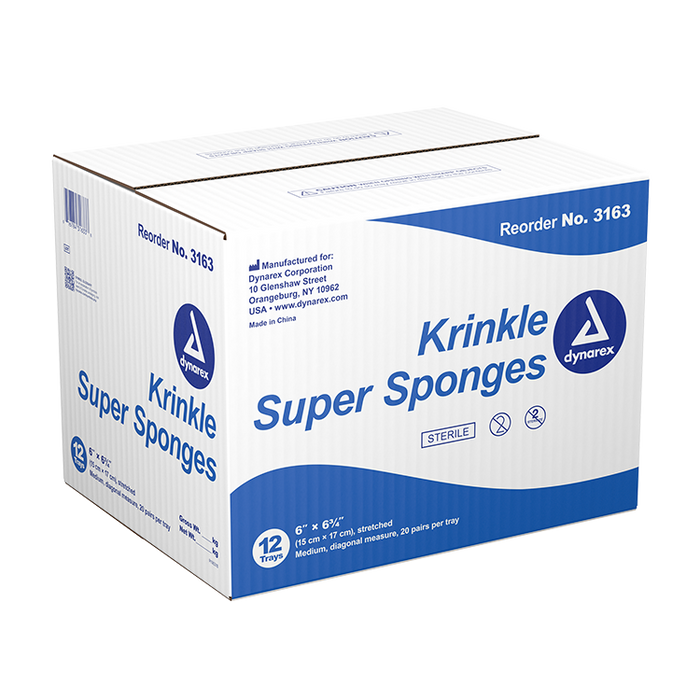 Dynarex Krinkle Super Sponges, 6" x 6.75", 12/20/cs