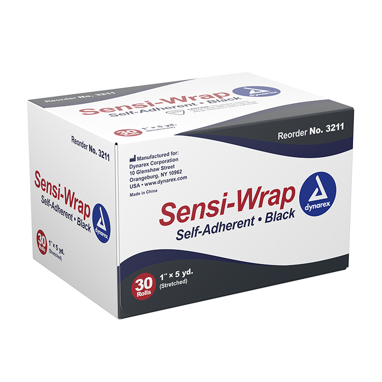 Dynarex Sensi Wrap, Self-Adherent, 1" x 5 yd Black, 30/cs