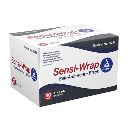 Dynarex Sensi Wrap, Self-Adherent, 1" x 5 yd Black, 30/cs