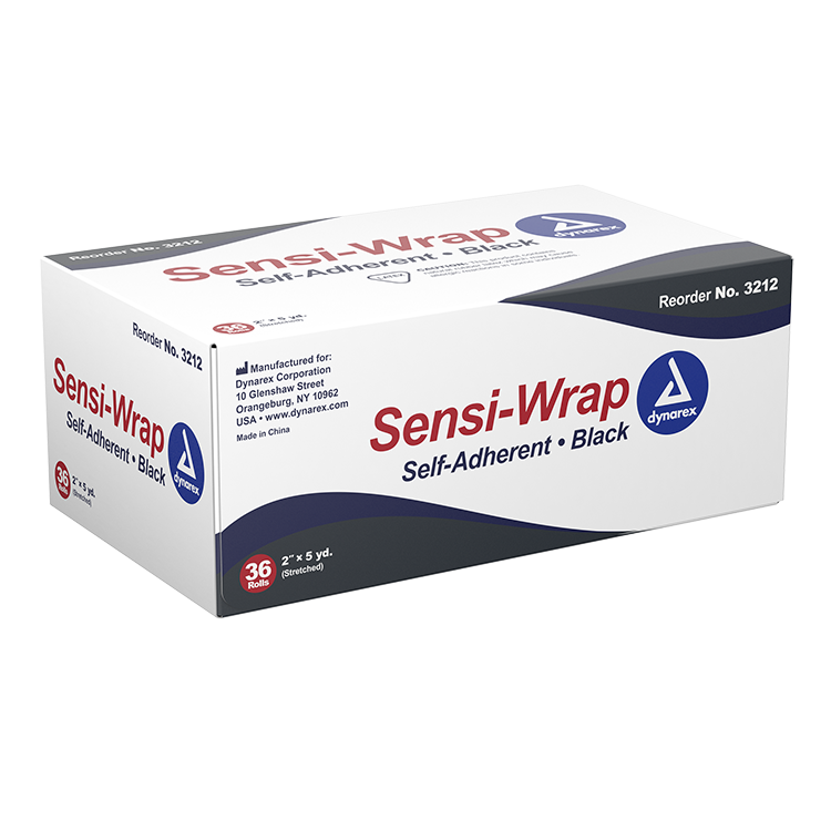 Dynarex Sensi Wrap, Self-Adherent, 2" x 5 yd Black, 36/cs