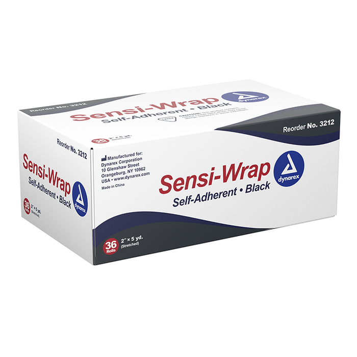 Dynarex Sensi Wrap, Self-Adherent, 2" x 5 yd Black, 36/cs