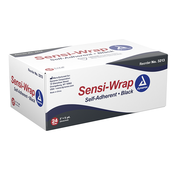 Dynarex Sensi Wrap, Self-Adherent, 3" x 5 yd Black, 24/cs