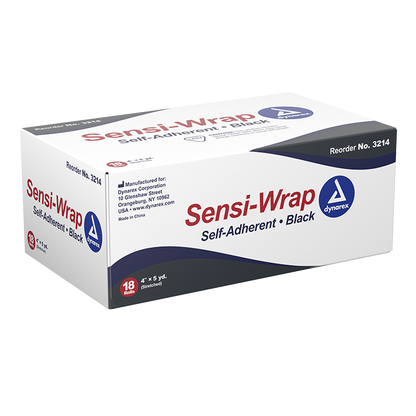 Dynarex Sensi Wrap, Self-Adherent, 4" x 5 yd Black, 18/cs