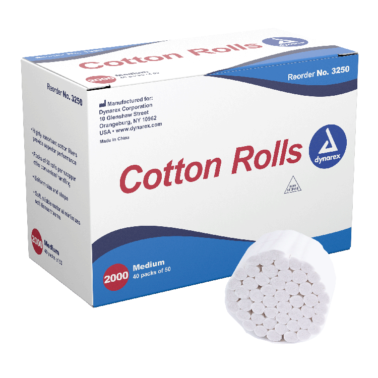 Dynarex Cotton Rolls, #2, Medium, 10/2000/cs