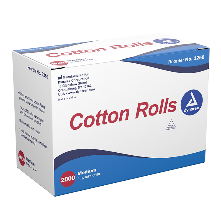 Dynarex Cotton Rolls, #2, Medium, 10/2000/cs