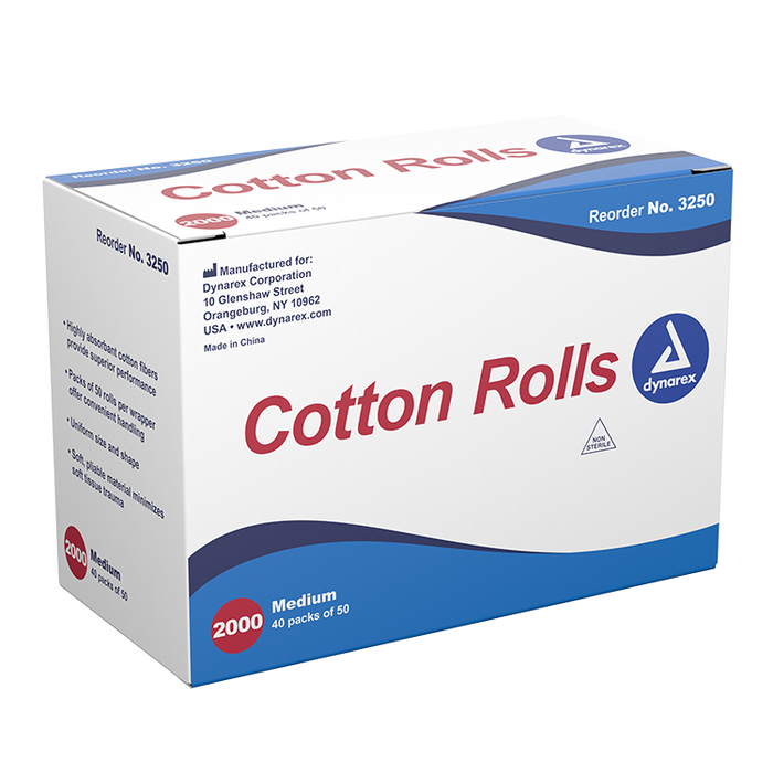 Dynarex Cotton Rolls, #2, Medium, 10/2000/cs