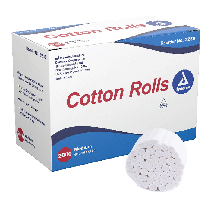 Dynarex Cotton Rolls, #2, Medium, 10/2000/cs