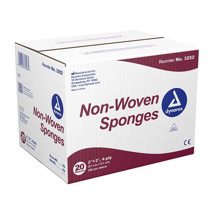 Dynarex Non-Woven Sponge, 2" x 2" 4 Ply, 20/200/cs