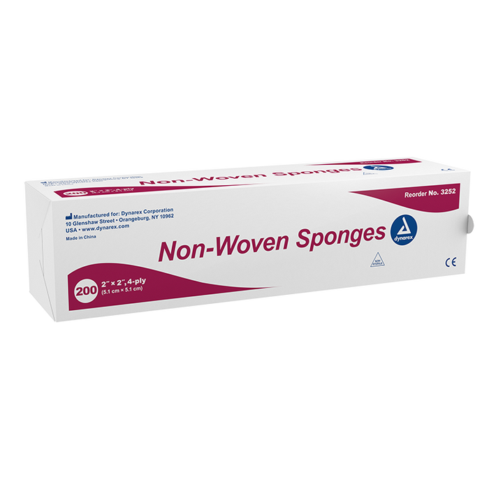 Dynarex Non-Woven Sponge, 2" x 2" 4 Ply, 20/200/cs