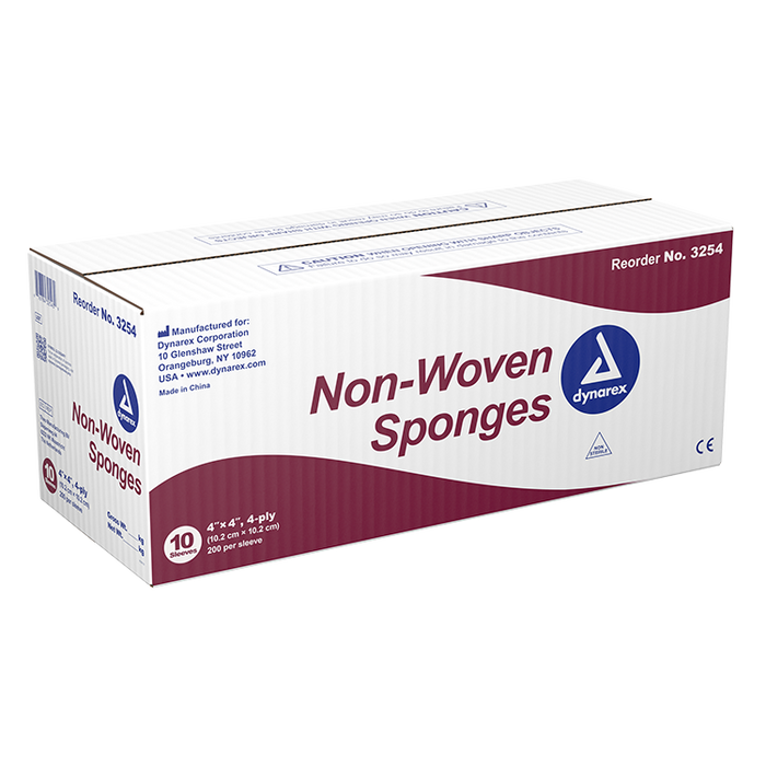 Dynarex Non-Woven Sponge, 4" x 4" 4 Ply, 10/200/cs