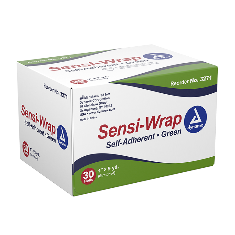 Dynarex Sensi Wrap, Self-Adherent, 1" x 5 yd Green, 30/cs