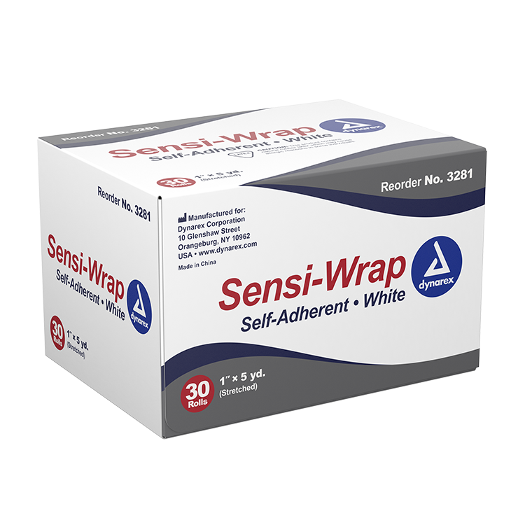 Dynarex Sensi Wrap, Self-Adherent, 1" x 5 yd White, 30/cs