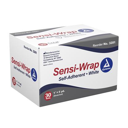 Dynarex Sensi Wrap, Self-Adherent, 1" x 5 yd White, 30/cs