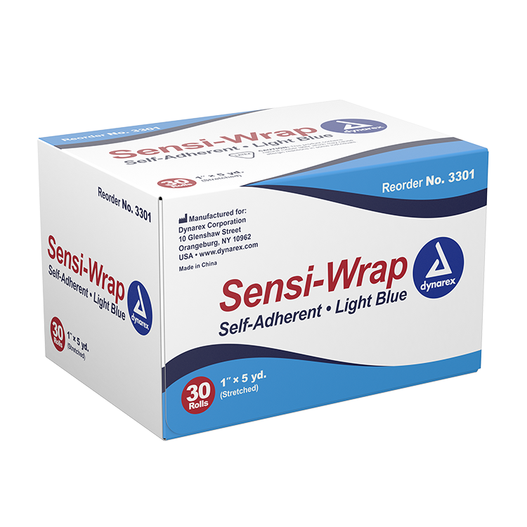 Dynarex Sensi Wrap, Self-Adherent, 1" x 5 yd Light Blue, 30/cs