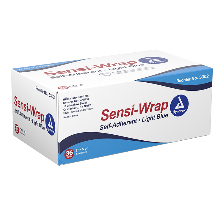 Dynarex Sensi Wrap, Self-Adherent, 2" x 5 yd Light Blue, 36/cs