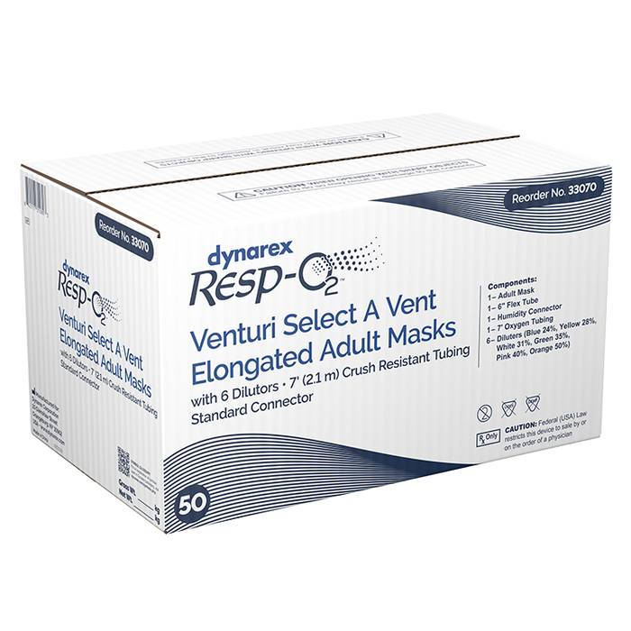 Dynarex Resp-O2 Venturi Select A Vent Elongated Mask (50 Count)
