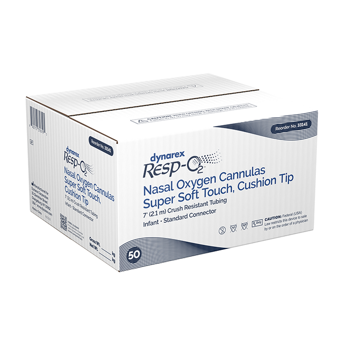 Dynarex Resp-O2 Nasal Oxygen Cannula, Super Soft Touch w/ Cushion Tips (50 Count)