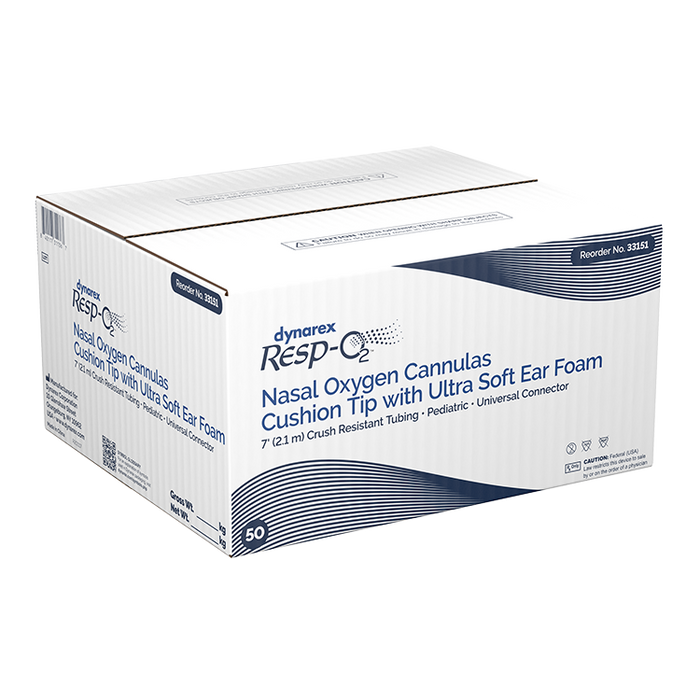 Dynarex Resp-O2 Nasal Oxygen Cannulas with Cushion Tips and Ultra Soft Ear Foam (50 Count)