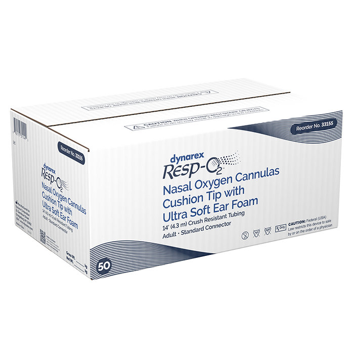Dynarex Resp-O2 Nasal Oxygen Cannulas with Cushion Tips and Ultra Soft Ear Foam (50 Count)