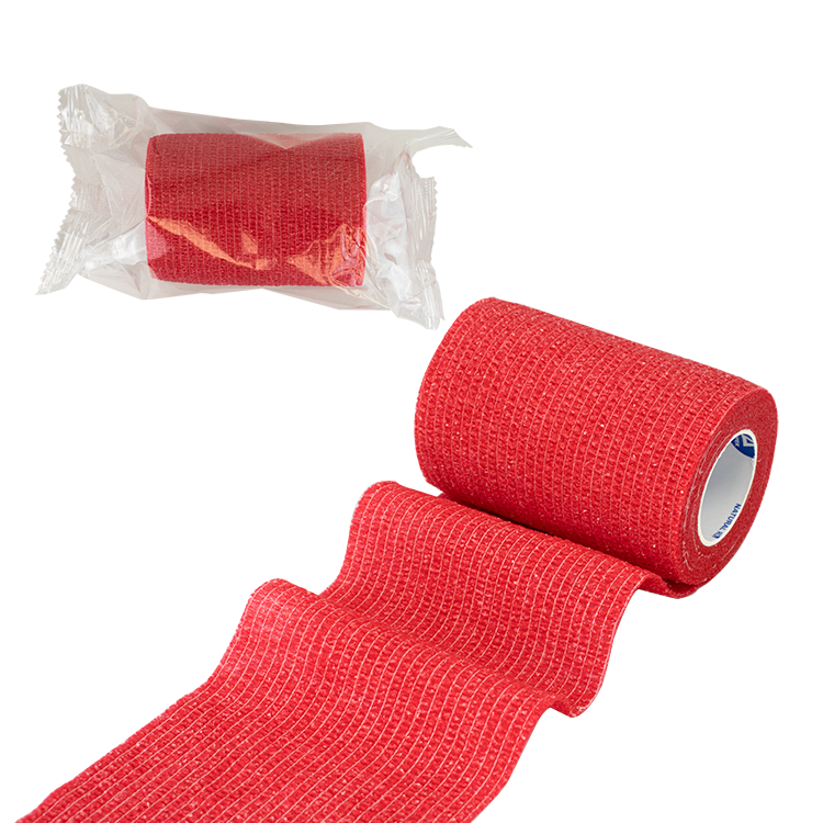 Dynarex Sensi Wrap, Self-Adherent - Latex Free, 4" X 5 yds Red, 18/Cs