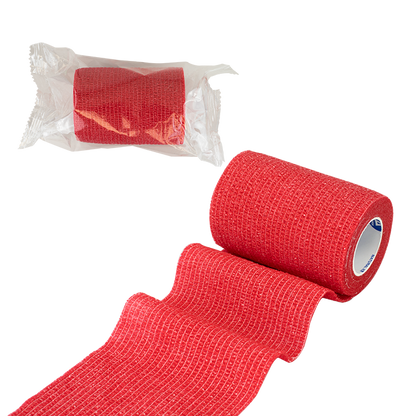 Dynarex Sensi Wrap, Self-Adherent - Latex Free, 4" X 5 yds Red, 18/Cs