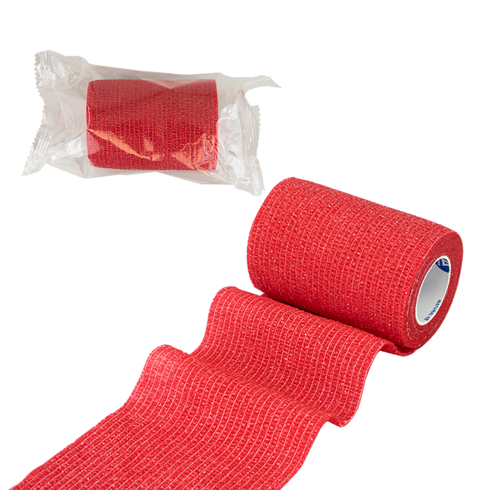 Dynarex Sensi Wrap, Self-Adherent - Latex Free, 4" X 5 yds Red, 18/Cs