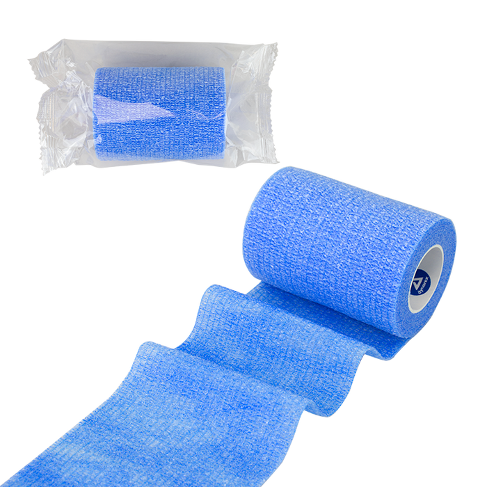 Dynarex Sensi Wrap, Self-Adherent - Latex Free, 4" X 5 yds Blue, 18/Cs