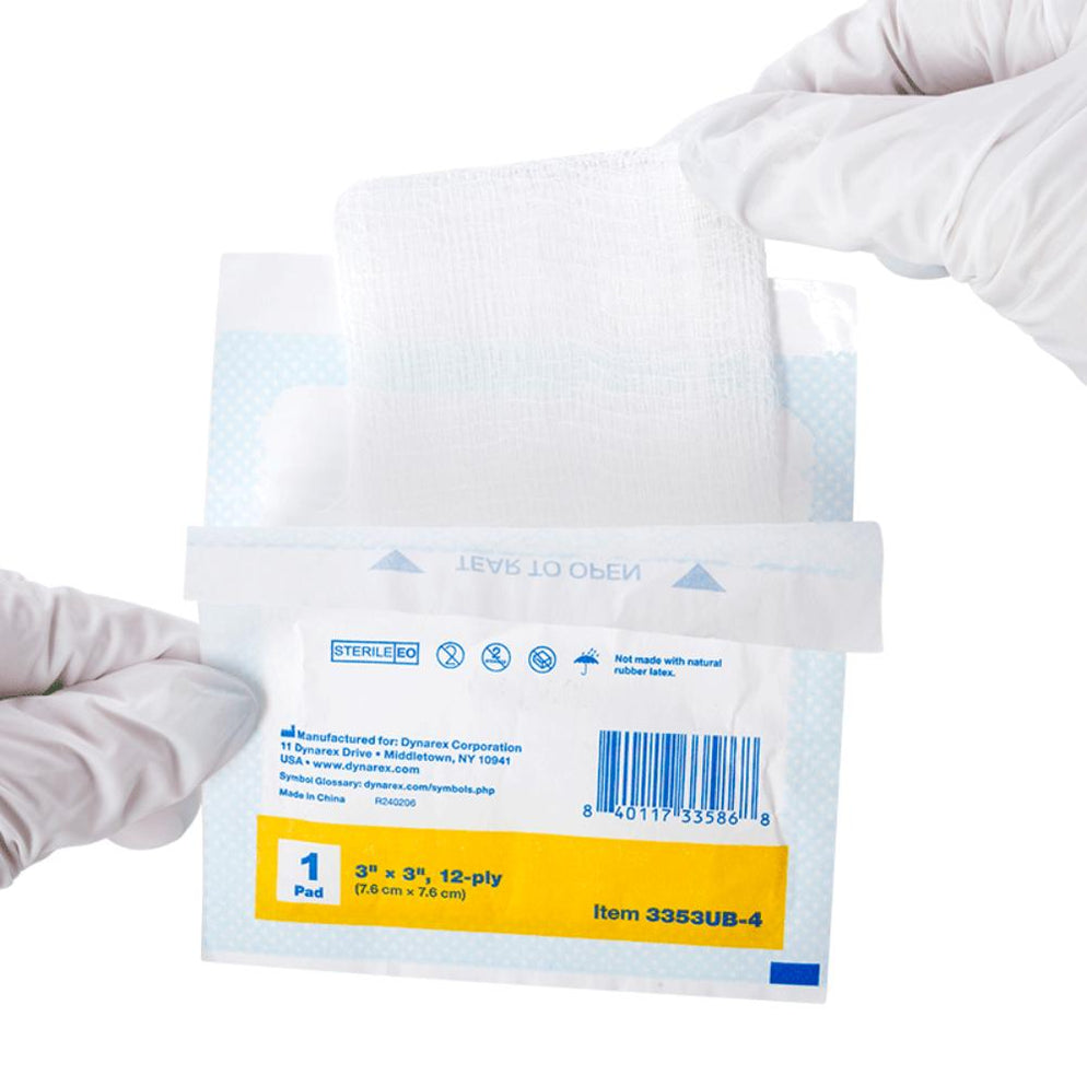 Dynarex Gauze Pad Sterile 1 s 3 X 3 12 Ply 4ea bx 100bxs cs 40 
