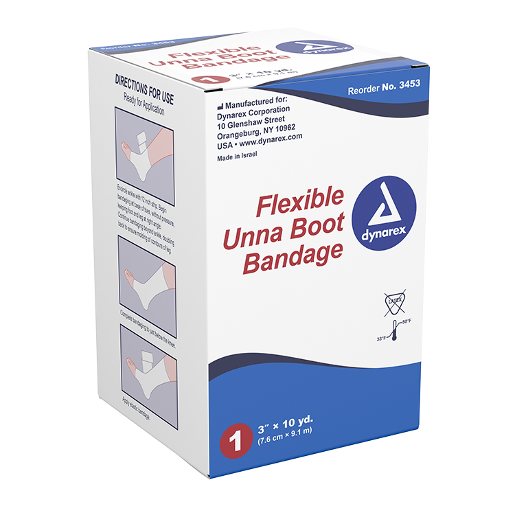 Dynarex Unna Boot Bandages, 3" x 10 yd, 12/cs